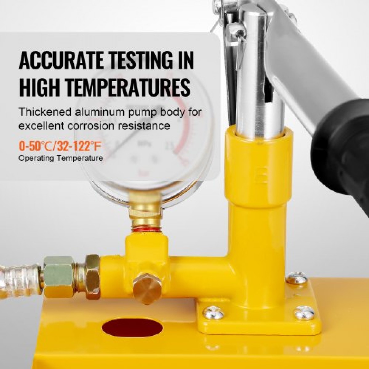 Υδροστατική δοκιμαστική αντλία VEVOR, Max 25 bar/362 PSI, Χειροκίνητο κιτ μέτρησης πίεσης νερού υδραυλικής μονής βαλβίδας με μετρητή Δεξαμενή νερού 5L, σωλήνας 1 m με εξωτερικό σύνδεσμο σπειρώματος 1,27 cm για αγωγό