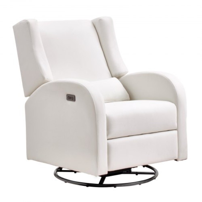 VEVOR Electronic Power Recliner and Swivel Glider, 113,4 kg Weight Capacity Swivel Glider Recliner Chair με ρυθμιζόμενη γωνία, πολυεστερική επιφάνεια ανάκλιντρο για σαλόνι, υπνοδωμάτιο, υπόλευκο