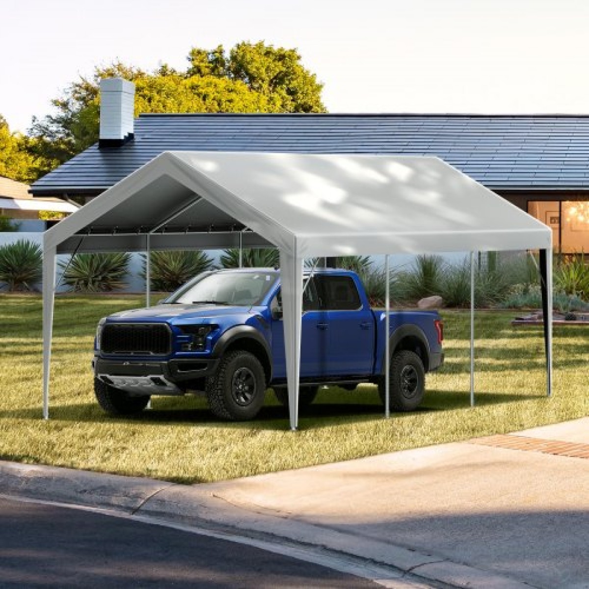 Ανταλλακτικό κάλυμμα κουβούκλιο VEVOR Carport 6100 x 3040 χιλ. Στέγαστρο γκαράζ πάνω από σκηνές Tarp βαρέως τύπου αδιάβροχο & προστατευμένο από την υπεριώδη ακτινοβολία, Εύκολη εγκατάσταση με μπάντζες μπάλας, γκρι (Μόνο επάνω κάλυμμα, πλαίσιο δεν περι