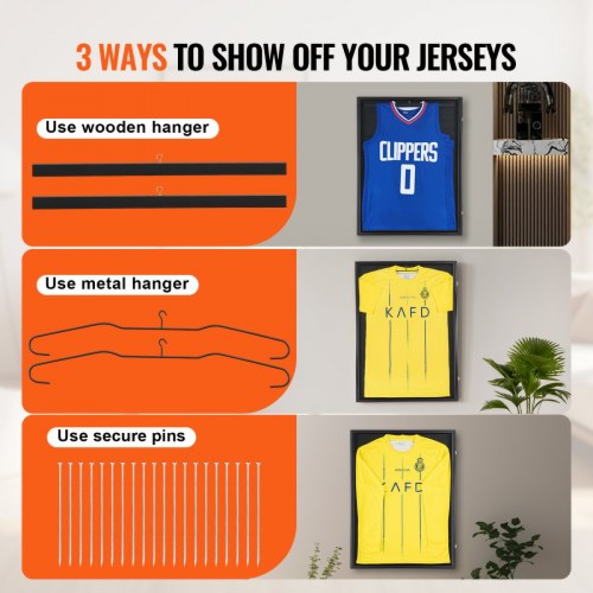 Θήκη VEVOR 2PCs Jersey Frame Display, 23,3x31,2x1,5 ίντσες/59,2x79,2x3,8 cm, Μεγάλο Αθλητικό Τζέρσεϊ Σκιά Κουτί με 98% προστασία από υπεριώδη ακτινοβολία PC γυαλί και κρεμάστρες, για μπάσκετ μπάσκετ ποδοσφαίρου χόκεϋ πουκάμισο και στολή
