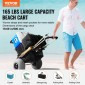 VEVOR Beach Dolly με μεγάλους τροχούς για άμμο, 29,9" x 15,4" Κατάστρωμα φορτίου, με ρόδες με μπαλόνι 12", αναδιπλούμενο καρότσι άμμου χωρητικότητας 165 LBS & ρυθμιζόμενο ύψος 27" έως 44,7", καρότσι βαρέως τύπου για παραλία