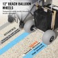 VEVOR Beach Dolly με μεγάλους τροχούς για άμμο, 29,9" x 15,4" Κατάστρωμα φορτίου, με ρόδες με μπαλόνι 12", αναδιπλούμενο καρότσι άμμου χωρητικότητας 165 LBS & ρυθμιζόμενο ύψος 27" έως 44,7", καρότσι βαρέως τύπου για παραλία