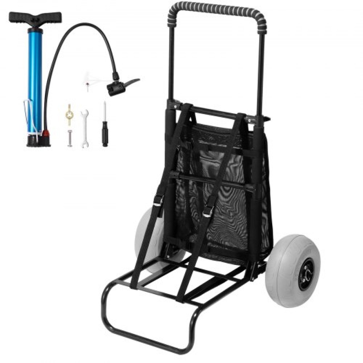 VEVOR Beach Dolly με μεγάλους τροχούς για άμμο, 20,1" x 14,6" Κατάστρωμα φορτίου, με 9" ρόδες με μπαλόνι, 165LBS ​​χωρητικότητα φόρτωσης πτυσσόμενο καρότσι άμμου & 27,2" έως 44,9" ρυθμιζόμενο ύψος, βαρέως τύπου καρότσι παραλία