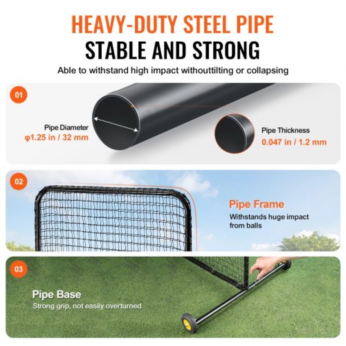 VEVOR L Screen Baseball για Batting Cage, 7x7 ft Softball Screen Safety, Body Protector Φορητή οθόνη κτύπημα με τσάντα μεταφοράς, ρόδες, πασσάλους εδάφους, βαρέως τύπου δίχτυ ρίψης για προστασία Pitchers