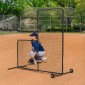 VEVOR L Screen Baseball για Batting Cage, 7x7 ft Softball Screen Safety, Body Protector Φορητή οθόνη κτύπημα με τσάντα μεταφοράς, ρόδες, πασσάλους εδάφους, βαρέως τύπου δίχτυ ρίψης για προστασία Pitchers