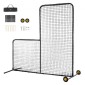 VEVOR L Screen Baseball για Batting Cage, 7x7 ft Softball Screen Safety, Body Protector Φορητή οθόνη κτύπημα με τσάντα μεταφοράς, ρόδες, πασσάλους εδάφους, βαρέως τύπου δίχτυ ρίψης για προστασία Pitchers