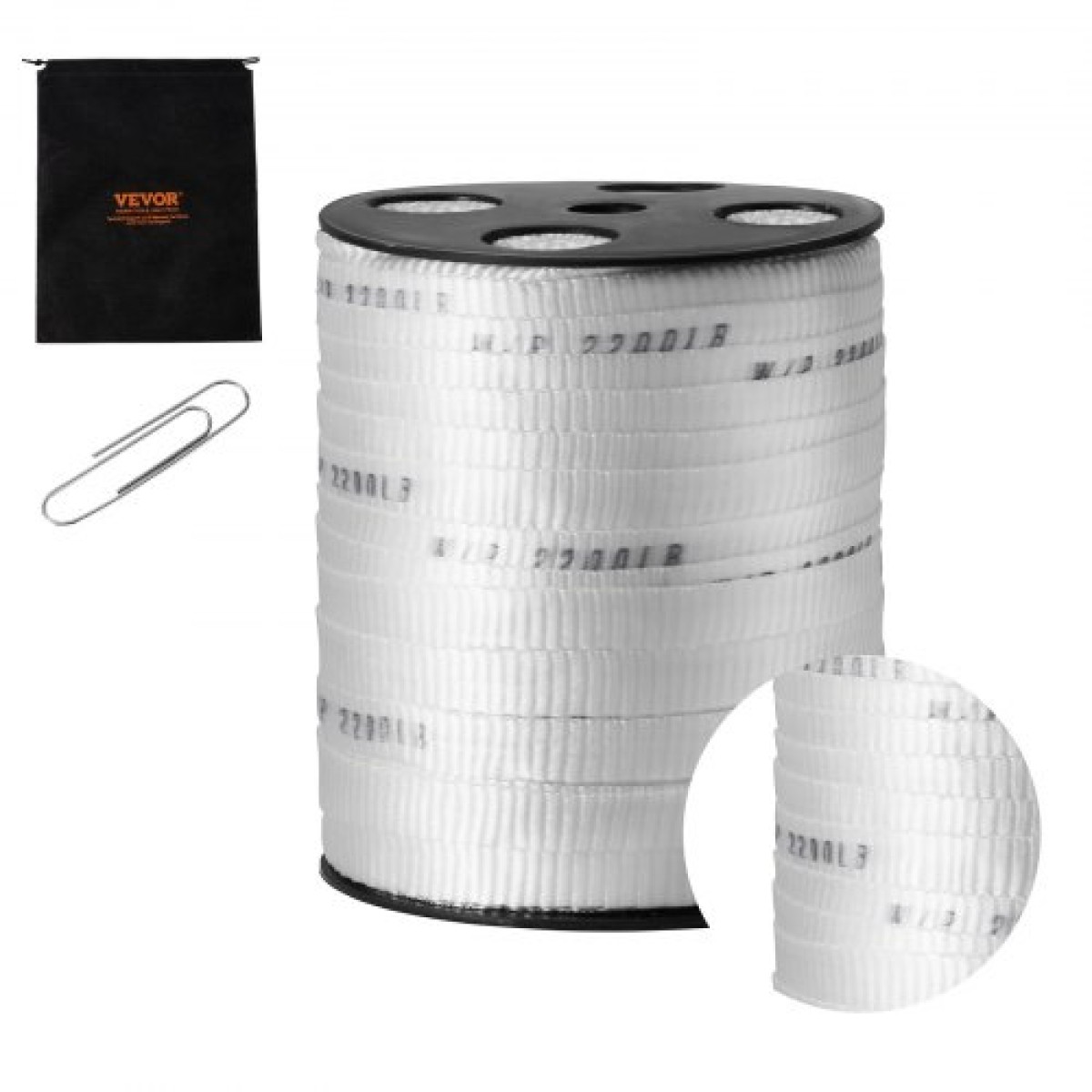 VEVOR Polyester Pull Tape, 5/8" x 318' Mule Tape Flat Rope, 2200 lbf Tensile Capacity, Printed Webbing Cable Pulling Tape for Packaging, Gardening, Commercial Electrical, Conduit Work, White