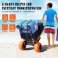 VEVOR Beach Dolly με μεγάλους τροχούς για άμμο, 29,9" x 15,4" Κατάστρωμα φορτίου, με συμπαγείς τροχούς 12", αναδιπλούμενο καρότσι με χωρητικότητα φόρτωσης 165 LBS & ρυθμιζόμενο ύψος 27" έως 44,7" καρότσι βαρέως τύπου για παραλ