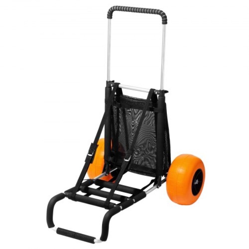 VEVOR Beach Dolly με μεγάλους τροχούς για άμμο, 29,9" x 15,4" Κατάστρωμα φορτίου, με συμπαγείς τροχούς 12", αναδιπλούμενο καρότσι με χωρητικότητα φόρτωσης 165 LBS & ρυθμιζόμενο ύψος 27" έως 44,7" καρότσι βαρέως τύπου για παραλ