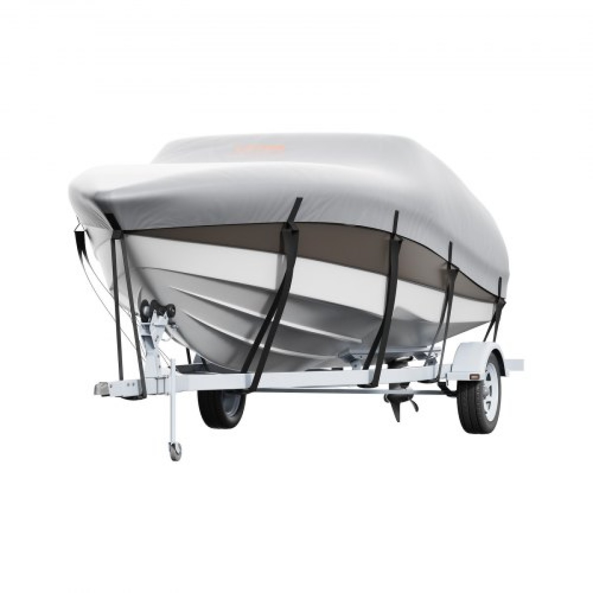 VEVOR Boat Cover, 5180-5790 mm Trailerable Waterproof Cover, 600D Marine Grade PU Oxford, με κάλυμμα κινητήρα και ιμάντες πόρπης, για V-Hull, Tri-Hull, Fish Ski Boat, Runabout, Bass Boat, Grey
