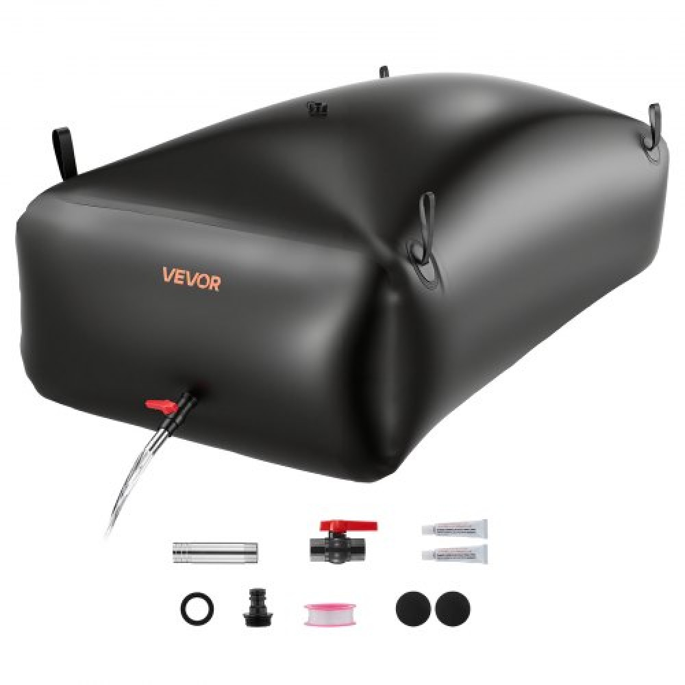 VEVOR Water Storage Bladder, 1000L φορητή & πτυσσόμενη τσάντα αποθήκευσης νερού, ανθεκτική στη φθορά 1000D PVC τσάντα μαλακών νερών, στεγανά δοχεία κάμπινγκ για άρδευση κήπου RV έκτακτης ανάγκης, Μαύρο
