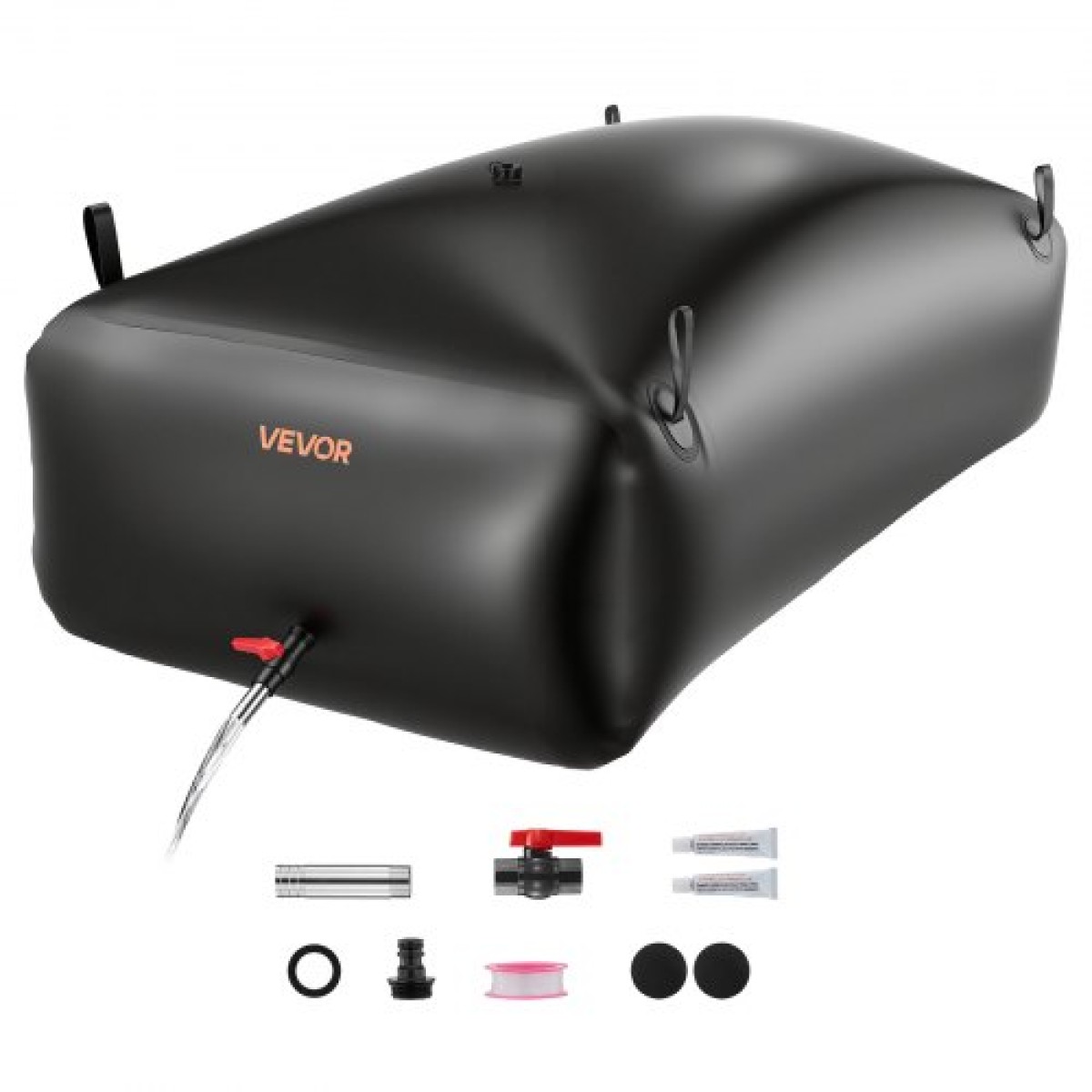 VEVOR Water Storage Bladder, 1000L φορητή & πτυσσόμενη τσάντα αποθήκευσης νερού, ανθεκτική στη φθορά 1000D PVC τσάντα μαλακών νερών, στεγανά δοχεία κάμπινγκ για άρδευση κήπου RV έκτακτης ανάγκης, Μαύρο