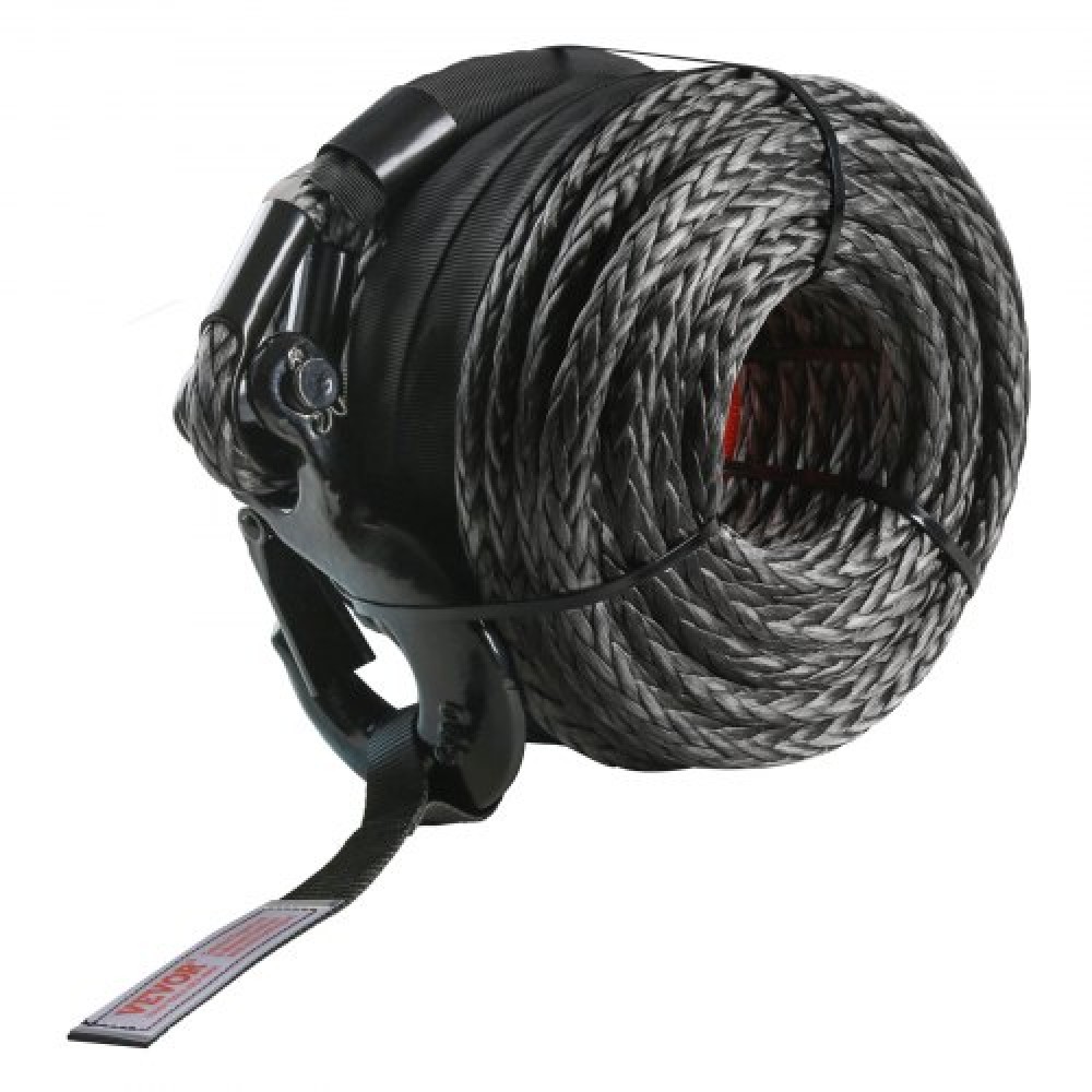 VEVOR Synthetic Winch Rope, 12,7 mm x 28 m 14.515 kg Συνθετικό σχοινί καλωδίου βαρούλκου με προστατευτικό μανίκι + σφυρήλατο άγκιστρο βαρούλκου + ιμάντα έλξης, Universal εφαρμογή για SUV, μεγάλο όχημα εκτός δρόμου, φορτηγό