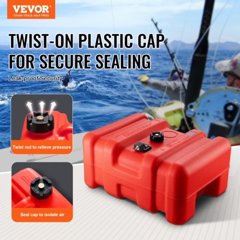 Δεξαμενή καυσίμου VEVOR Marine Fuel Tank, 14,53 Gallon/55L, Φορητή δεξαμενή αερίου καυσίμου σκάφους για σκάφη εξωλέμβιας μηχανής, πλαστική δεξαμενή καυσίμου εξωλέμβιου σκάφους με λάστιχο, εύκολη μεταφορά για σκάφος, ψαρόβαρκα, σκάφος καταστρώματος, κόκκιν