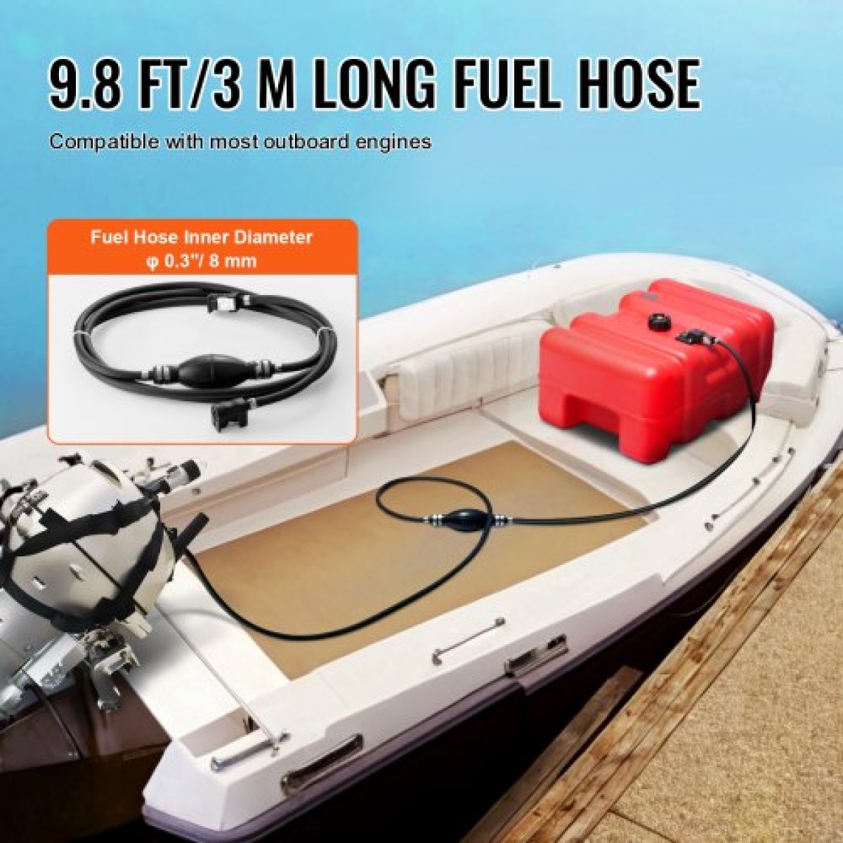 Δεξαμενή καυσίμου VEVOR Marine Fuel Tank, 14,53 Gallon/55L, Φορητή δεξαμενή αερίου καυσίμου σκάφους για σκάφη εξωλέμβιας μηχανής, πλαστική δεξαμενή καυσίμου εξωλέμβιου σκάφους με λάστιχο, εύκολη μεταφορά για σκάφος, ψαρόβαρκα, σκάφος καταστρώματος, κόκκιν