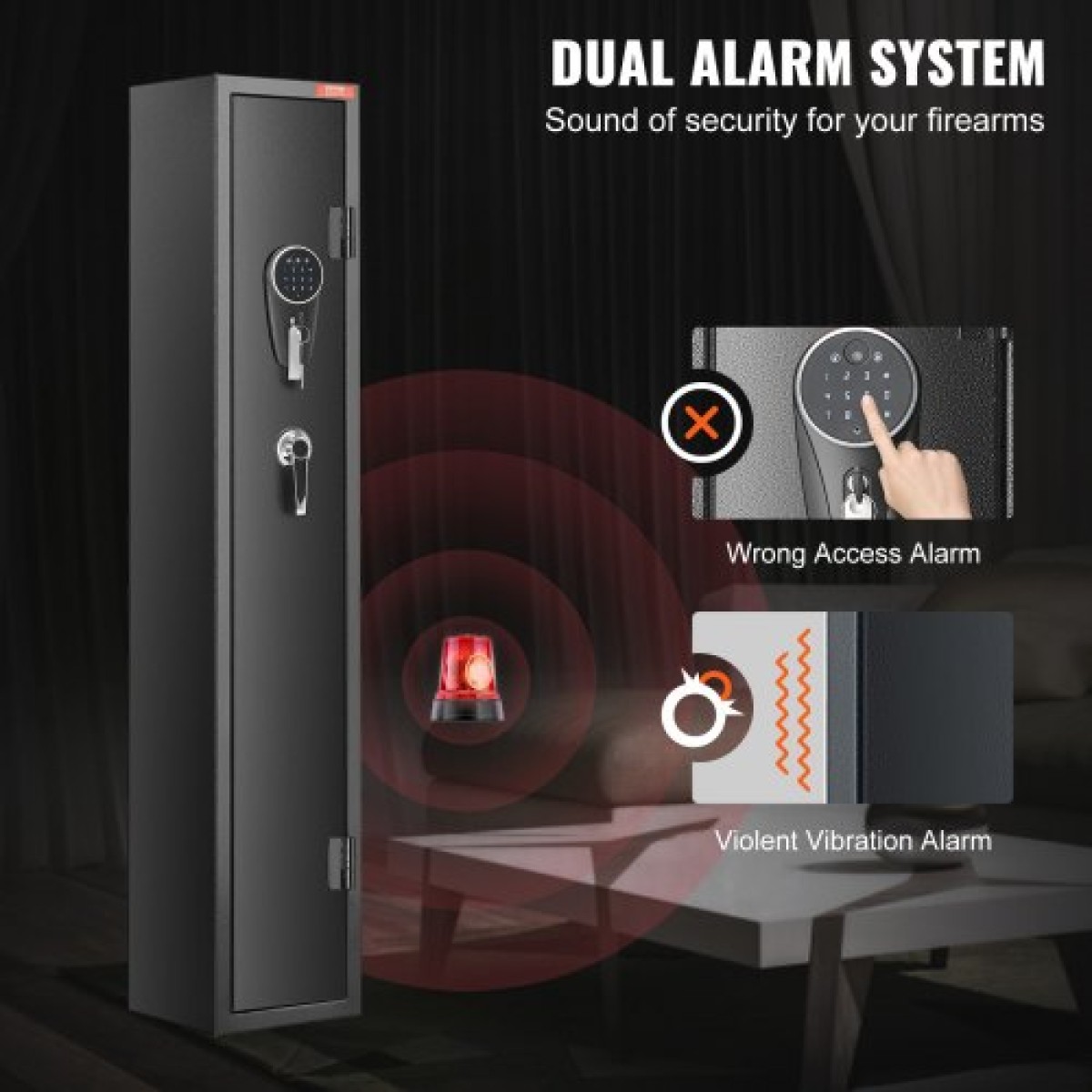 VEVOR 2 Rifles Gun Safe, Rifle Safe με κλειδαριά & ψηφιακό πληκτρολόγιο, ντουλάπι αποθήκευσης όπλων γρήγορης πρόσβασης με αφαιρούμενο ράφι, ράφι πιστολιού, ντουλάπι τυφεκίου για οικιακό τουφέκι και πιστόλια