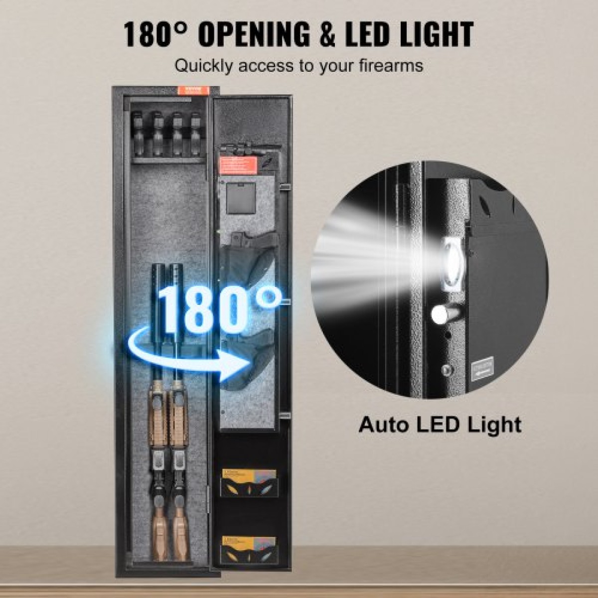 VEVOR 2 Rifles Gun Safe, Rifle Safe με κλειδαριά & ψηφιακό πληκτρολόγιο, ντουλάπι αποθήκευσης όπλων γρήγορης πρόσβασης με αφαιρούμενο ράφι, ράφι πιστολιού, ντουλάπι τυφεκίου για οικιακό τουφέκι και πιστόλια