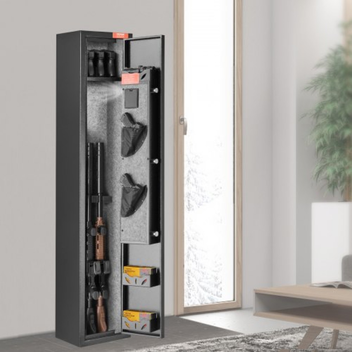 VEVOR 2 Rifles Gun Safe, Rifle Safe με κλειδαριά & ψηφιακό πληκτρολόγιο, ντουλάπι αποθήκευσης όπλων γρήγορης πρόσβασης με αφαιρούμενο ράφι, ράφι πιστολιού, ντουλάπι τυφεκίου για οικιακό τουφέκι και πιστόλια