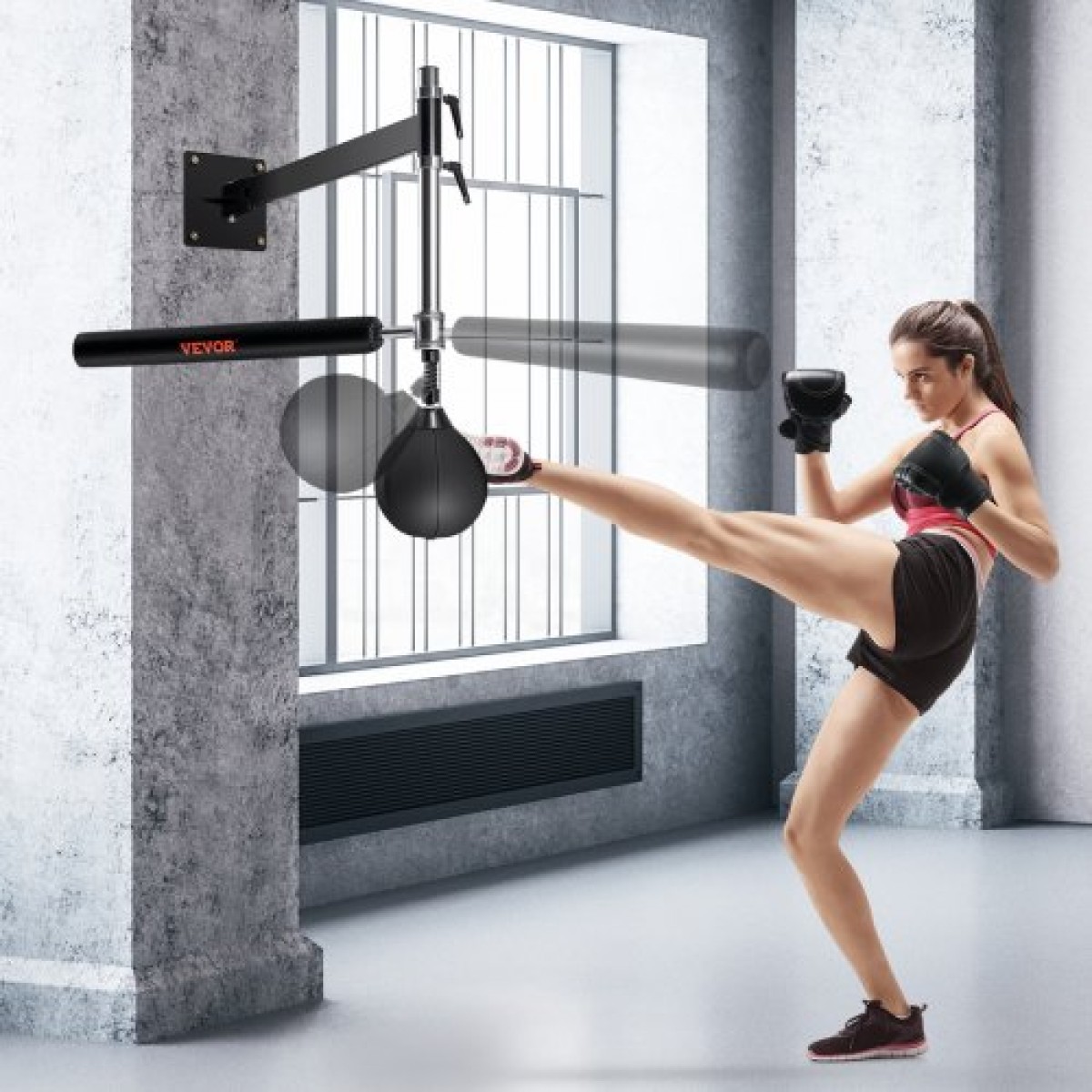 VEVOR Wall Mount Boxing Spinning Bar, Spinning Bar με Punching Ball, Ρυθμιζόμενο Boxing Speed ​​Trainer, Reflex Boxing Bar με γάντια, Boxing Training Equipment for Kickboxing, MMA, Fitness