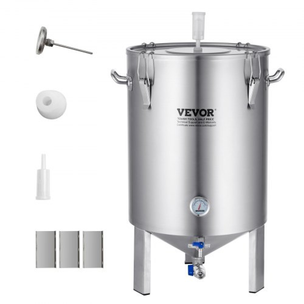 Βραστήρας VEVOR 304 από ανοξείδωτο χάλυβα, 60 L Beer Brew Fermentor, Brew Bucket Fermentor for Brewing, Home Brewing Proppies with Base, Bottle Stock Pot περιλαμβάνει καπάκι, λαβή, βαλβίδα, στόμιο, θερμόμετρο