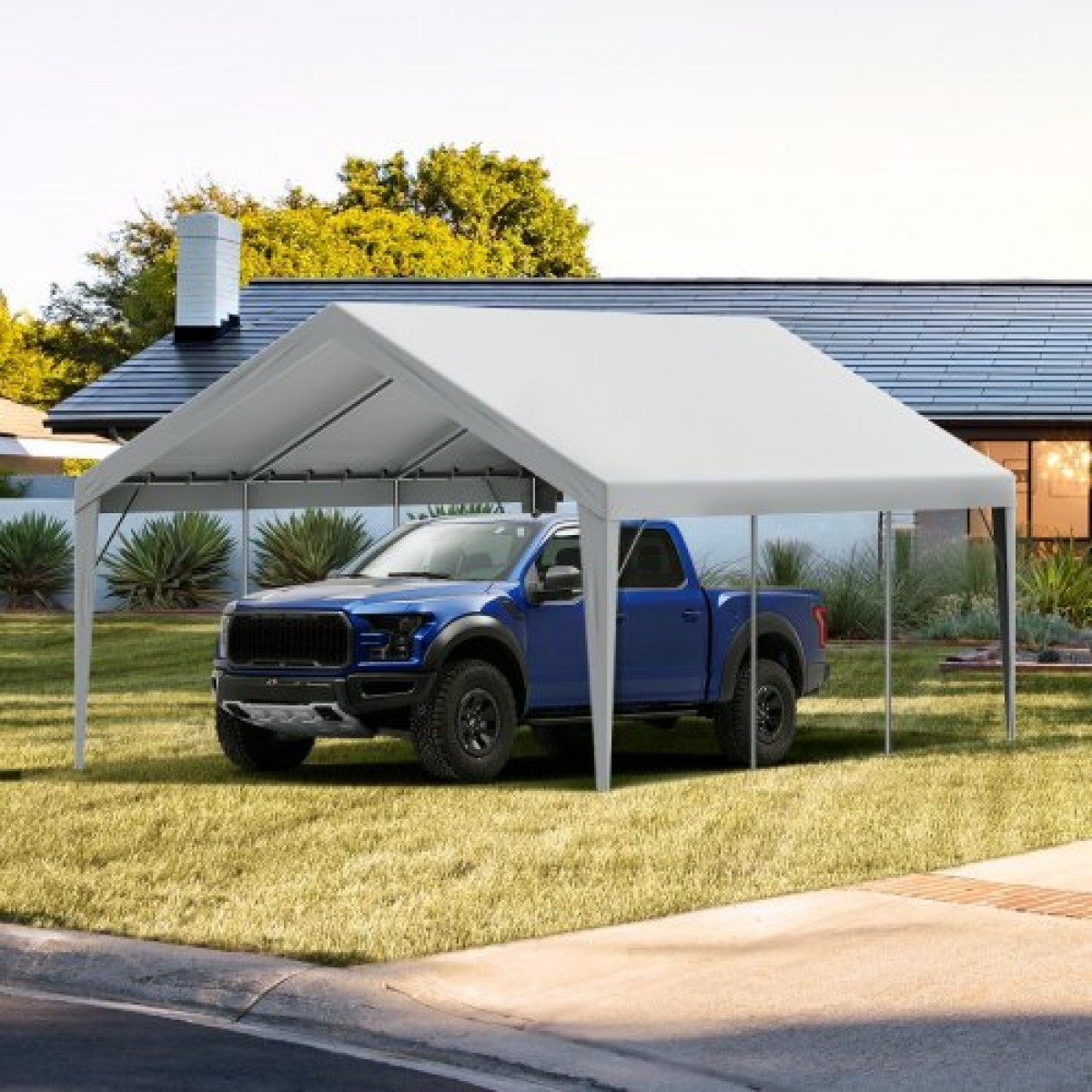 Ανταλλακτικό κάλυμμα κουβούκλιο VEVOR Carport 13 x 20 ποδιών, προστατευτικό κάλυμμα για σκηνές γκαράζ βαρέως τύπου αδιάβροχο και προστασία από την υπεριώδη ακτινοβολία, Εύκολη εγκατάσταση με μπάντζες μπάλας, γκρι (Μόνο επάνω κάλυμμα, δεν περιλαμβάνεται πλ
