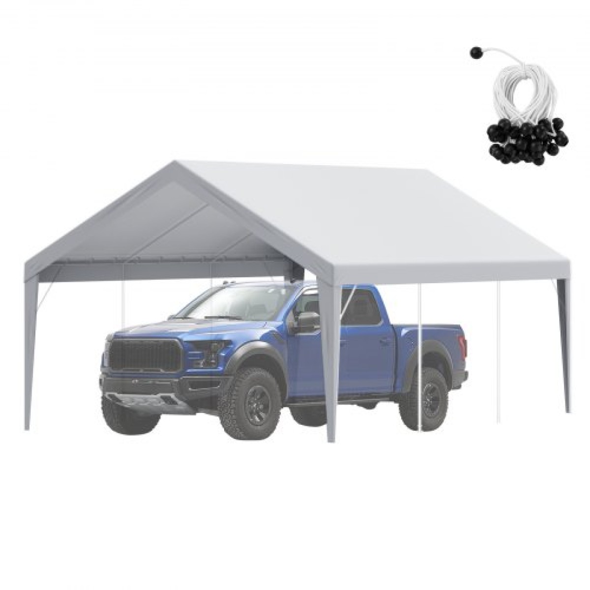 Ανταλλακτικό κάλυμμα κουβούκλιο VEVOR Carport 13 x 20 ποδιών, προστατευτικό κάλυμμα για σκηνές γκαράζ βαρέως τύπου αδιάβροχο και προστασία από την υπεριώδη ακτινοβολία, Εύκολη εγκατάσταση με μπάντζες μπάλας, γκρι (Μόνο επάνω κάλυμμα, δεν περιλαμβάνεται πλ