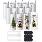 VEVOR 12 Pack Straight Sublimation Tumblers, 591,5 ml Blank Tumbler Bulk, από ανοξείδωτο χάλυβα διπλού τοιχώματος ποτηράκια με άχυρο, καπάκι, βούρτσα, βάση, συρρικνωμένο περιτύλιγμα, κουτί δώρου, για πίεση θερμότητας και μεταφορά θερμότητας