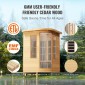 VEVOR Far Infrared Wooden Sauna, Room Home Sauna Spa για 2 Άτομα, Χαμηλή EMF Far Infrared Ξύλινη Σάουνα με σκληρυμένη γυάλινη πόρτα & πολύχρωμη λάμπα LED & ηχεία Bluetooth, 1850W Εσωτερική χρήση