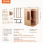 VEVOR Far Infrared Wooden Sauna, Room Home Sauna Spa για 2 Άτομα, Χαμηλή EMF Far Infrared Ξύλινη Σάουνα με σκληρυμένη γυάλινη πόρτα & πολύχρωμη λάμπα LED & ηχεία Bluetooth, 1850W Εσωτερική χρήση