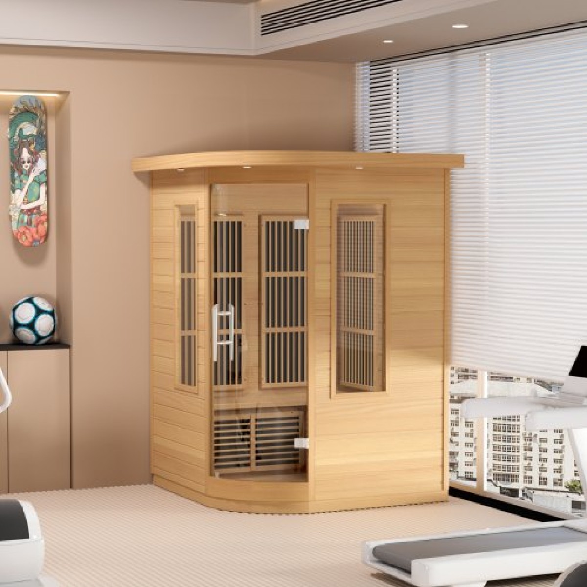 VEVOR Far Infrared Wooden Sauna, Room Home Sauna Spa για 2 Άτομα, Χαμηλή EMF Far Infrared Ξύλινη Σάουνα με σκληρυμένη γυάλινη πόρτα & πολύχρωμη λάμπα LED & ηχεία Bluetooth, 1850W Εσωτερική χρήση