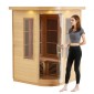 VEVOR Far Infrared Wooden Sauna, Room Home Sauna Spa για 2 Άτομα, Χαμηλή EMF Far Infrared Ξύλινη Σάουνα με σκληρυμένη γυάλινη πόρτα & πολύχρωμη λάμπα LED & ηχεία Bluetooth, 1850W Εσωτερική χρήση