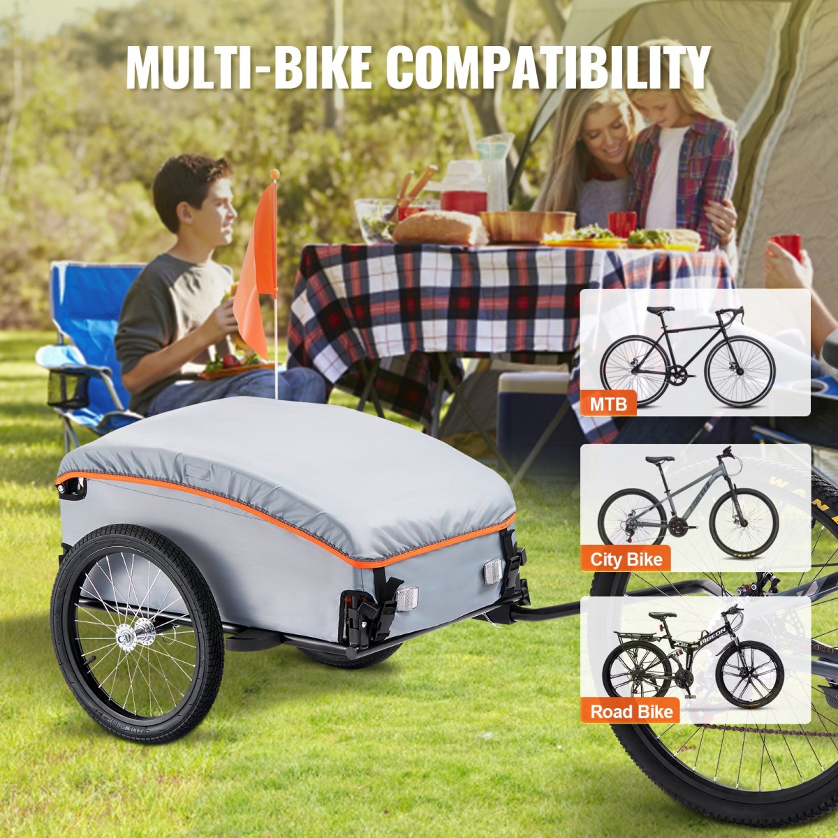 VEVOR Bike Cargo Trailer, χωρητικότητα φόρτωσης 88/100/160 lbs, βαρέως τύπου καρότσι ποδηλάτου, αναδιπλούμενος συμπαγής χώρος αποθήκευσης με γενικό κοτσαδόρο