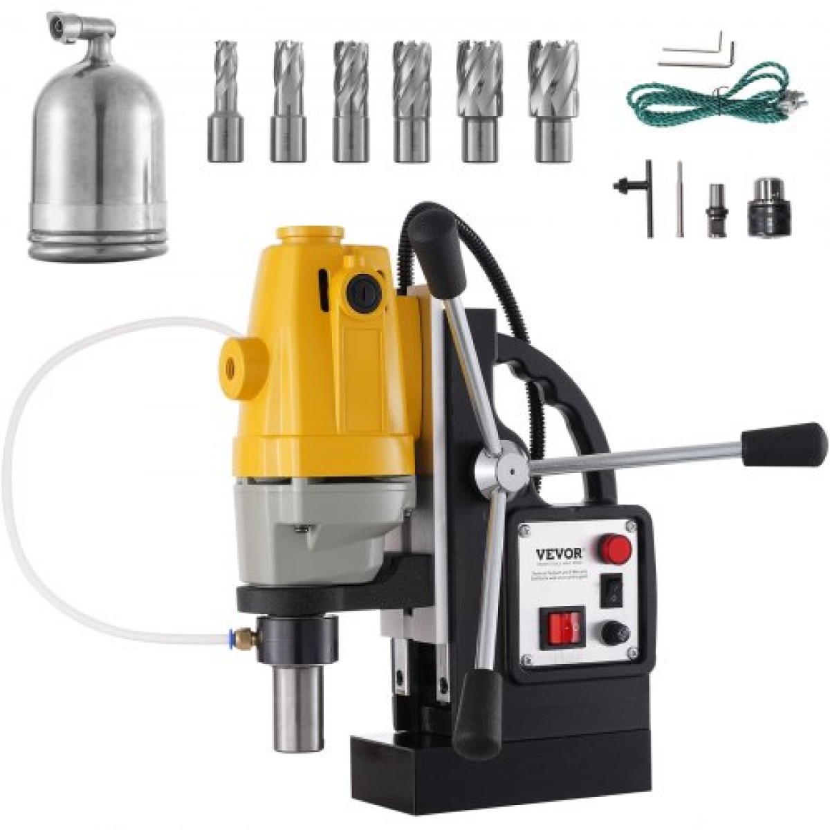 VEVOR 1100W Magnetic Drill Press 12000 N Magnet Force με 6 τμχ Δακτυλιοειδείς μύτες κοπής HSS