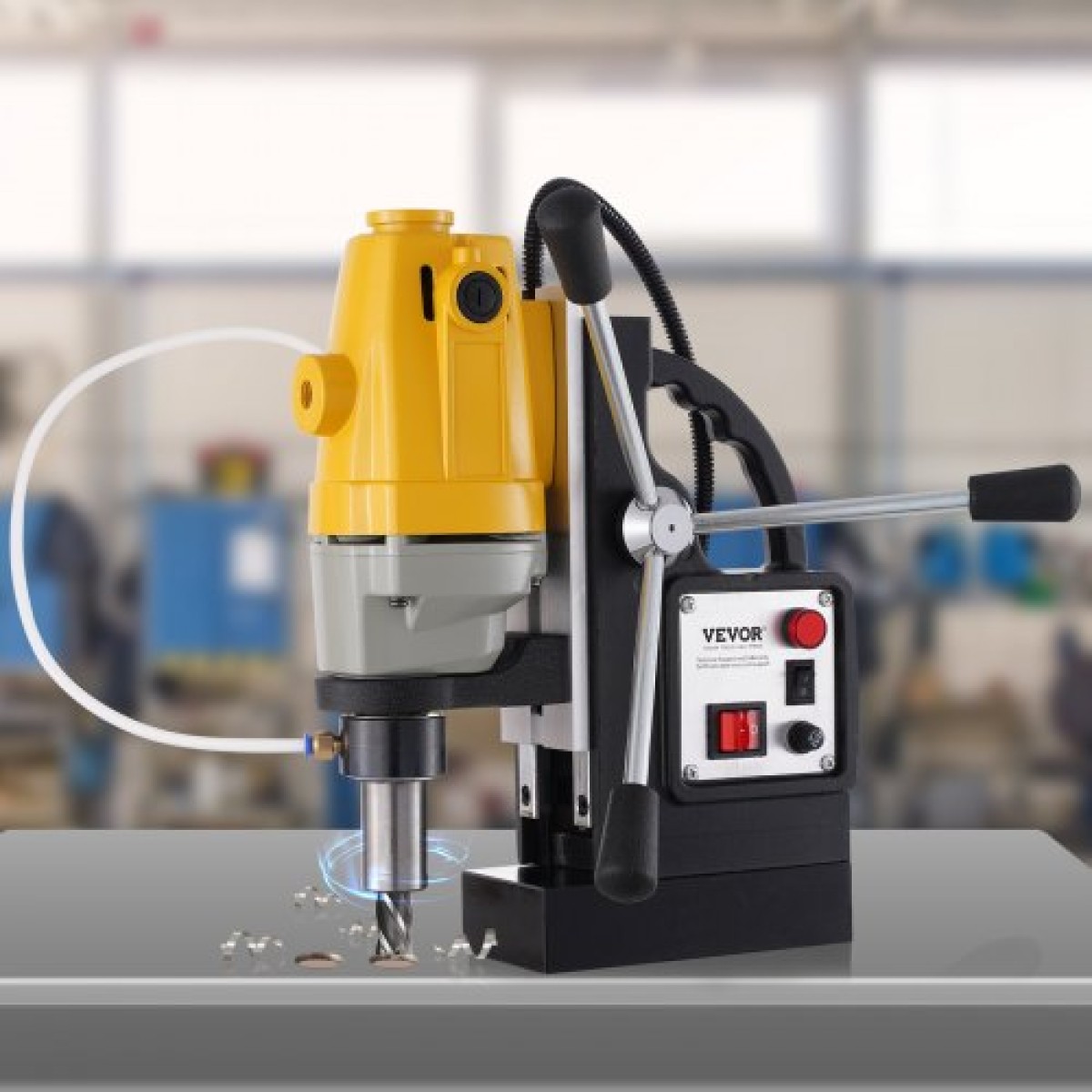 VEVOR 1100W Magnetic Drill Press 12000 N Magnet Force με 6 τμχ Δακτυλιοειδείς μύτες κοπής HSS