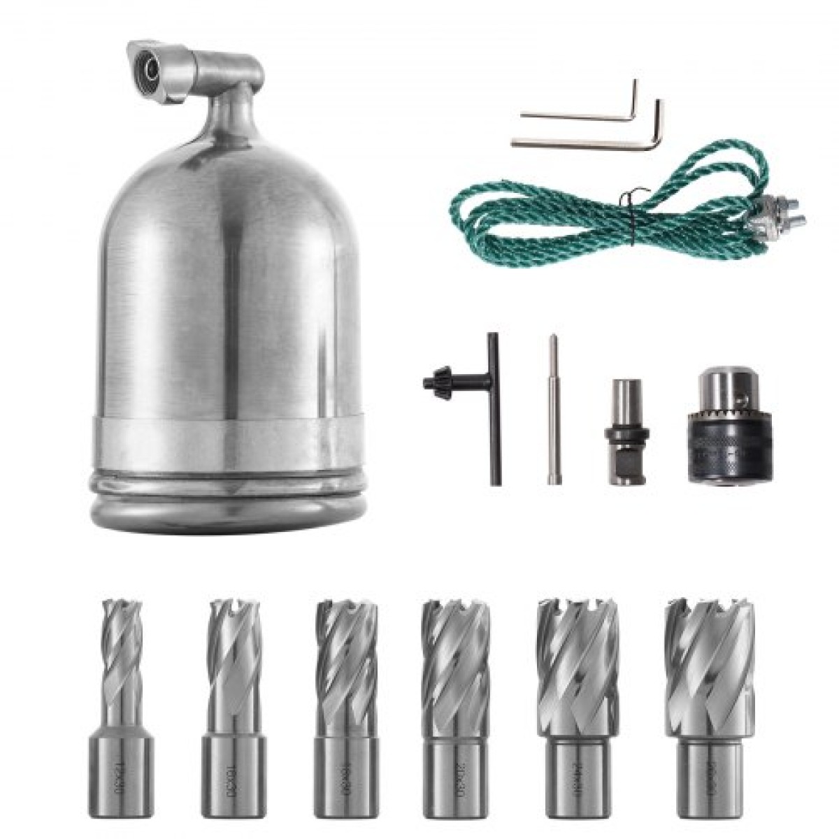 VEVOR 1100W Magnetic Drill Press 12000 N Magnet Force με 6 τμχ Δακτυλιοειδείς μύτες κοπής HSS
