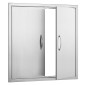VEVOR BBQ Access Door, 790x790 mm Διπλή Πόρτα Εξωτερικής Κουζίνας, Πόρτα από ανοξείδωτο ατσάλι Flush Mount, Επιτοίχια Κατακόρυφη Πόρτα με χερούλια, για BBQ Island, Ψητοπωλείο, Εξωτερικό ντουλάπι