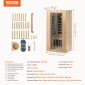 VEVOR Far Infrared Wood Sauna, Room Home Sauna Spa για 1 έως 2 Άτομα, Low EMF Far Infrared Wood Sauna με σκληρυμένη γυάλινη πόρτα & πολύχρωμη λάμπα & ηχεία Bluetooth & φώτα χρωματοθεραπείας,