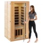 VEVOR Far Infrared Wood Sauna, Room Home Sauna Spa για 1 έως 2 Άτομα, Low EMF Far Infrared Wood Sauna με σκληρυμένη γυάλινη πόρτα & πολύχρωμη λάμπα & ηχεία Bluetooth & φώτα χρωματοθεραπείας,
