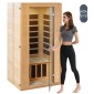 VEVOR Far Infrared Wood Sauna, Room Home Sauna Spa για 1 έως 2 Άτομα, Low EMF Far Infrared Wood Sauna με σκληρυμένη γυάλινη πόρτα & πολύχρωμη λάμπα & ηχεία Bluetooth & φώτα χρωματοθεραπείας,