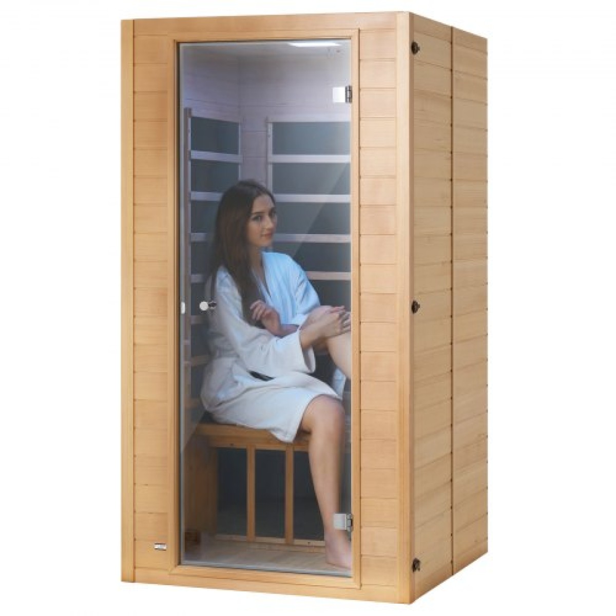 VEVOR Far Infrared Wood Sauna, Room Home Sauna Spa για 1 έως 2 Άτομα, Low EMF Far Infrared Wood Sauna με σκληρυμένη γυάλινη πόρτα & πολύχρωμη λάμπα & ηχεία Bluetooth & φώτα χρωματοθεραπείας,