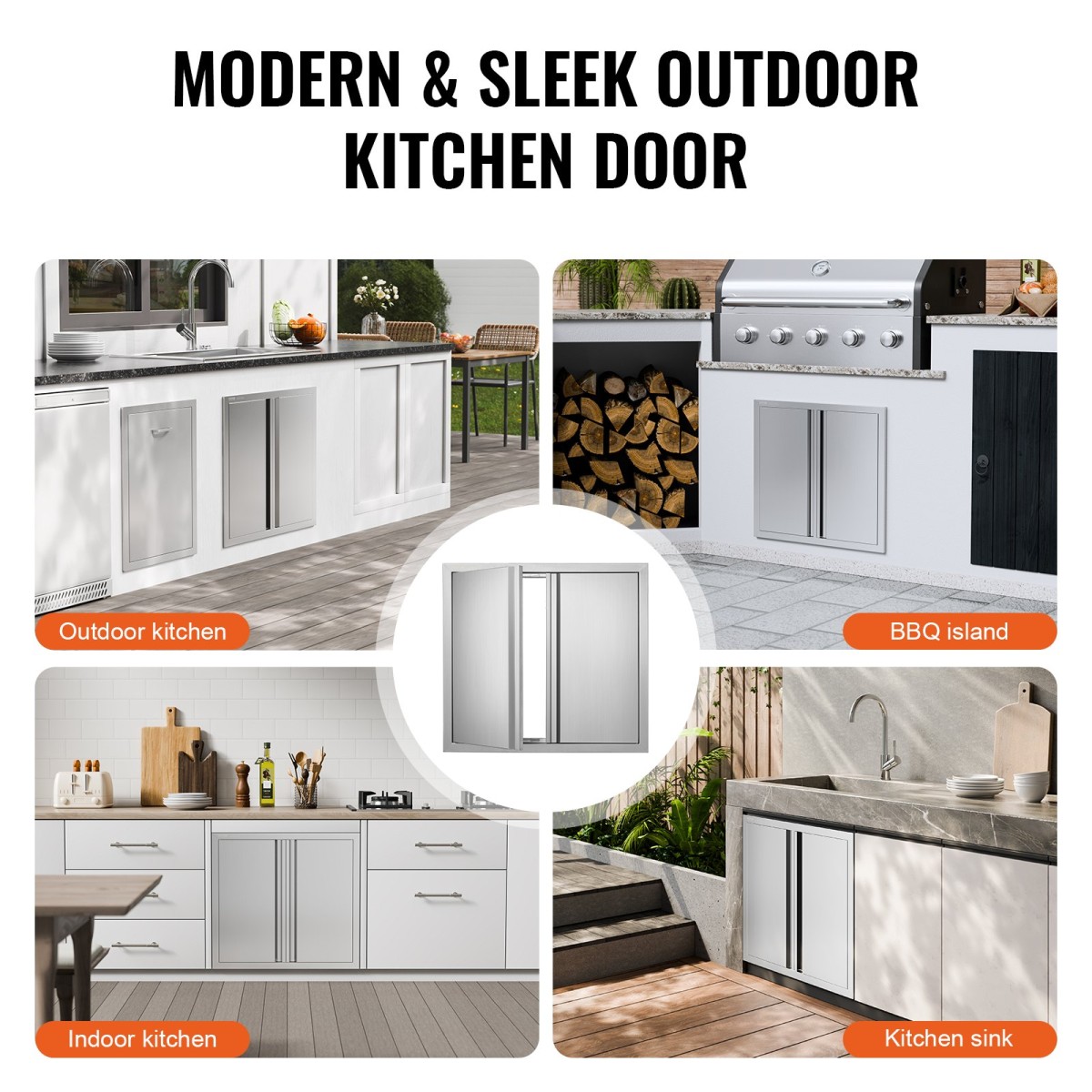 VEVOR BBQ Access Door, 660x610 mm Διπλή Πόρτα Εξωτερικής Κουζίνας, Πόρτα από ανοξείδωτο ατσάλι, Flush Mount Door, Wall Κατακόρυφη Πόρτα με Χειρολαβές, για BBQ Island, Ψητοπωλείο, Εξωτερικό ντουλάπι