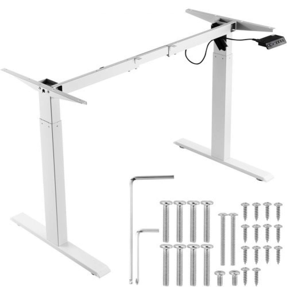 VEVOR Electric Standing Desk Frame Adjustable 70-117 cm H Workstation White