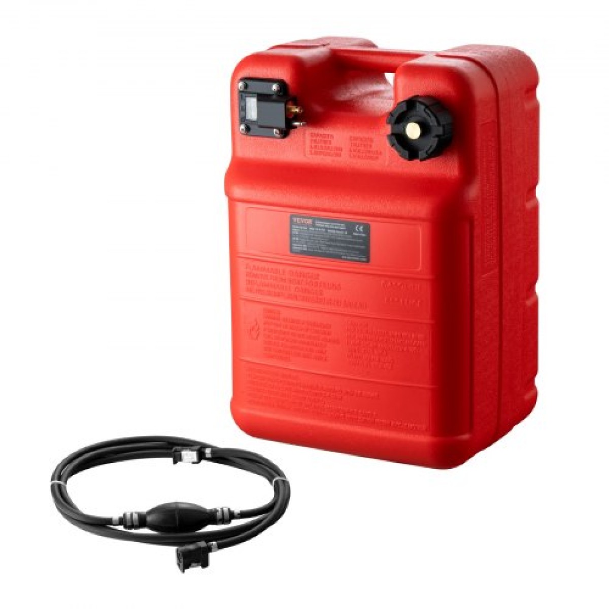 VEVOR Marine Tank, 6,34-Gallon/24-L Marine Portable Tank Outboard Marine Boat Transfer Tank with 9,8ft Hose, Gauge for Outboard Engine Boats, Yacht, Fishing Boat, Deck Boat, Red