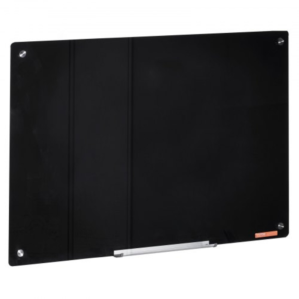 Whiteboard VEVOR Magnetic Glass, Dry Erase Board 36"x24", Επιτοίχια Μεγάλη Λευκή Γυάλινη Πίνακας χωρίς πλαίσιο, με Δίσκο μαρκαδόρου, Γόμα και 2 Μαρκαδόρους, Μαύρο