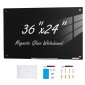 Whiteboard VEVOR Magnetic Glass, Dry Erase Board 36"x24", Επιτοίχια Μεγάλη Λευκή Γυάλινη Πίνακας χωρίς πλαίσιο, με Δίσκο μαρκαδόρου, Γόμα και 2 Μαρκαδόρους, Μαύρο