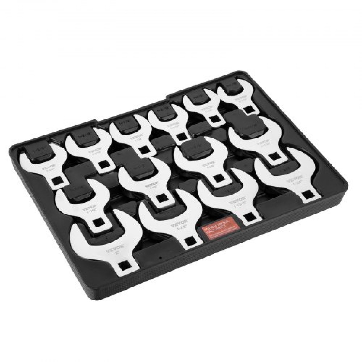 VEVOR Crowfoot Wrench Set, 1/2" Drive 14-Piece SAE (1-1/16" - 2") Crows Foot Wrench Set with Storage Tray, 40CR Material with Laser Etched Sing, για μηχανική συντήρηση ή επισκευή