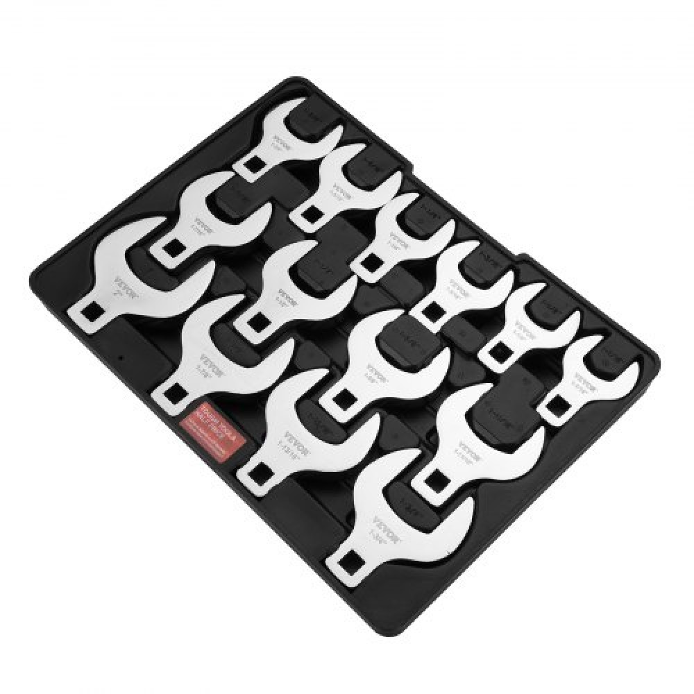 VEVOR Crowfoot Wrench Set, 1/2" Drive 14-Piece SAE (1-1/16" - 2") Crows Foot Wrench Set with Storage Tray, 40CR Material with Laser Etched Sing, για μηχανική συντήρηση ή επισκευή