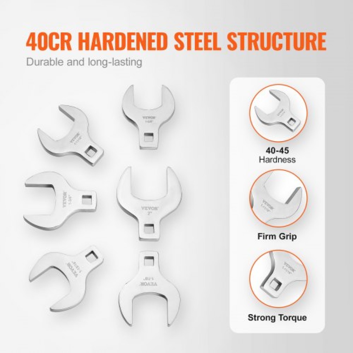 VEVOR Crowfoot Wrench Set, 1/2" Drive 14-Piece SAE (1-1/16" - 2") Crows Foot Wrench Set with Storage Tray, 40CR Material with Laser Etched Sing, για μηχανική συντήρηση ή επισκευή