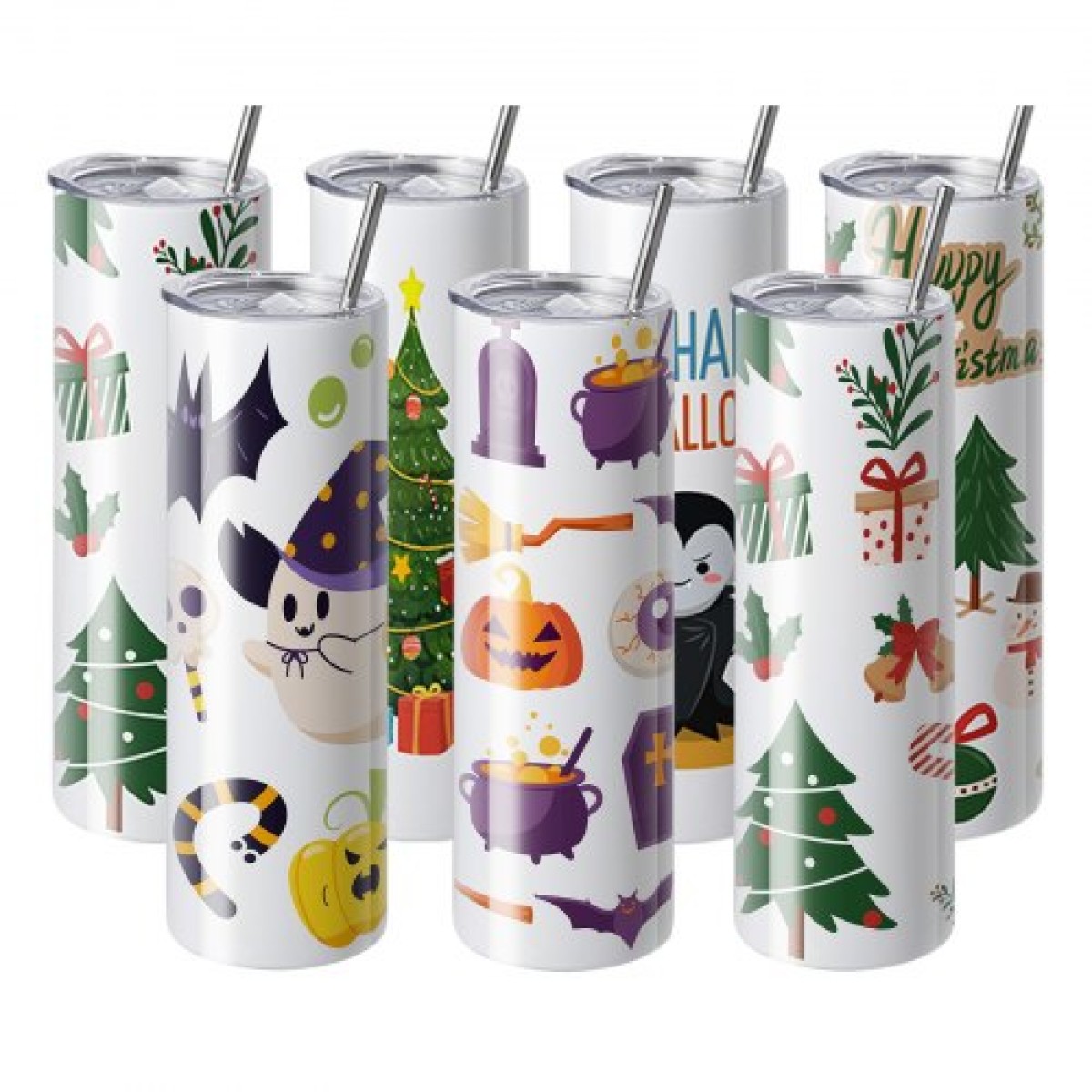 VEVOR 8 Pack Straight Sublimation Tumblers, 30 oz/850,5 g Blank Tumbler Bulk, από ανοξείδωτο χάλυβα διπλού τοιχώματος ποτηράκια με καλαμάκι, καπάκι, βούρτσα, βάση, συρρικνωμένο περιτύλιγμα, κουτί δώρου, για πρέσα θερμότητας και μεταφορά θερμότητας