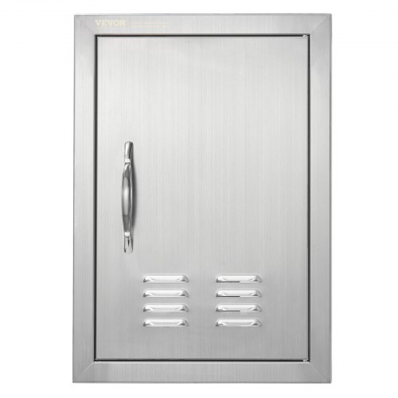 VEVOR BBQ Access Door, 356x508 mm Μονή εξωτερική πόρτα κουζίνας, από ανοξείδωτο ατσάλι, χωνευτή πόρτα, τοίχος κάθετη πόρτα με λαβή και αεραγωγούς, για BBQ Island, Ψητοπωλείο, Εξωτερικό ντουλάπι